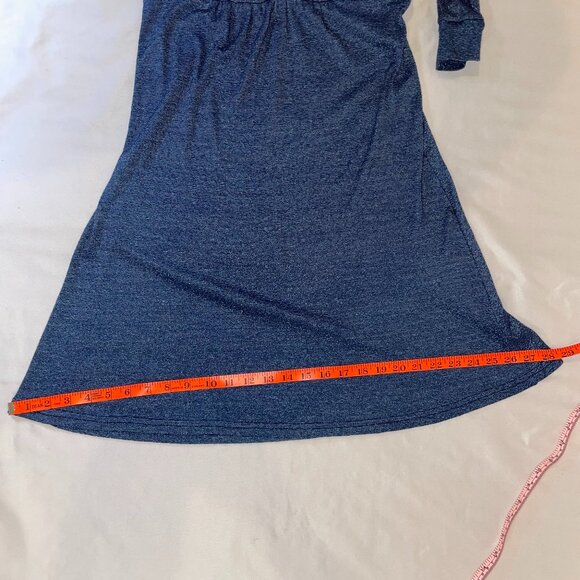 Michael Stars Maternity OS Cowl Neck Dress Blue with Sheen 3/4 Sleeves Fitted - Picture 6 of 10